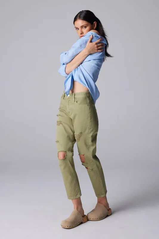 Olive Green High Rise Mom