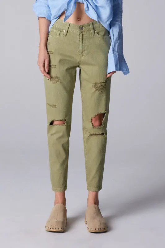 Olive Green High Rise Mom