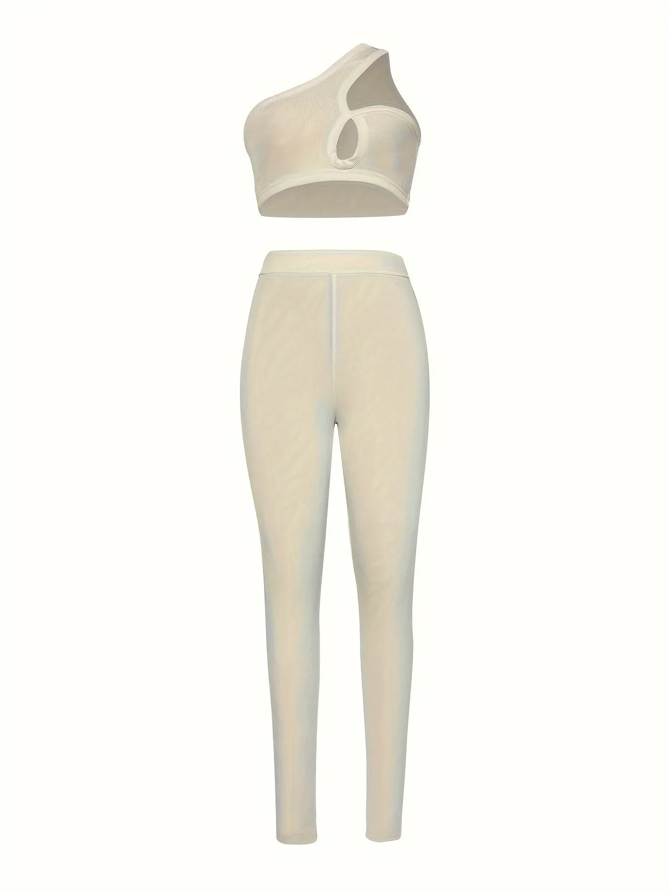 One Shoulder Cut Out Crop Top and High Waist Leggings Set