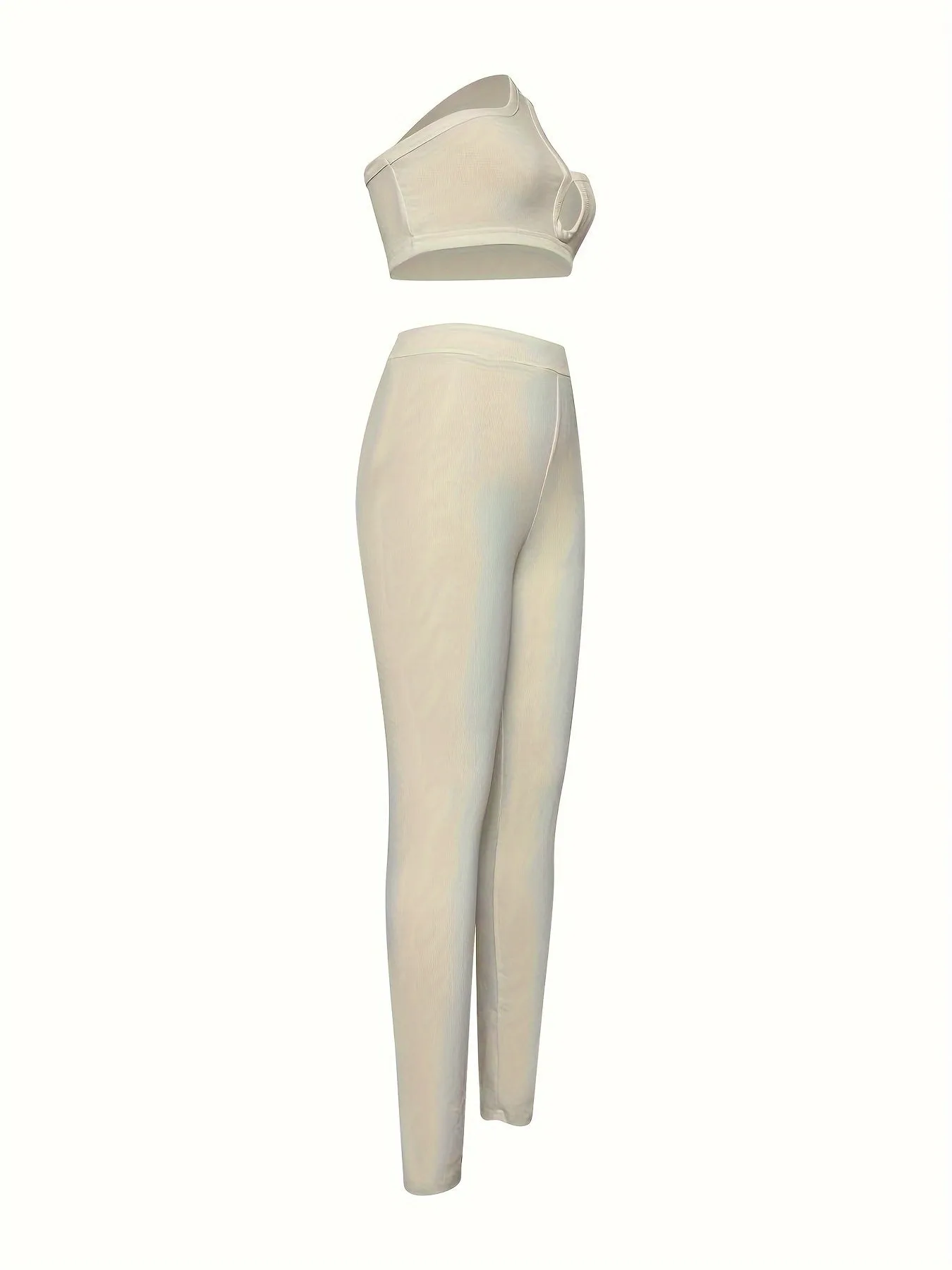 One Shoulder Cut Out Crop Top and High Waist Leggings Set