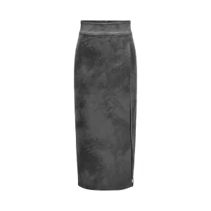 Only Gray Synthetic Leather Skirt