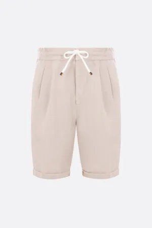 Pleated Linen Gabardine Shorts
