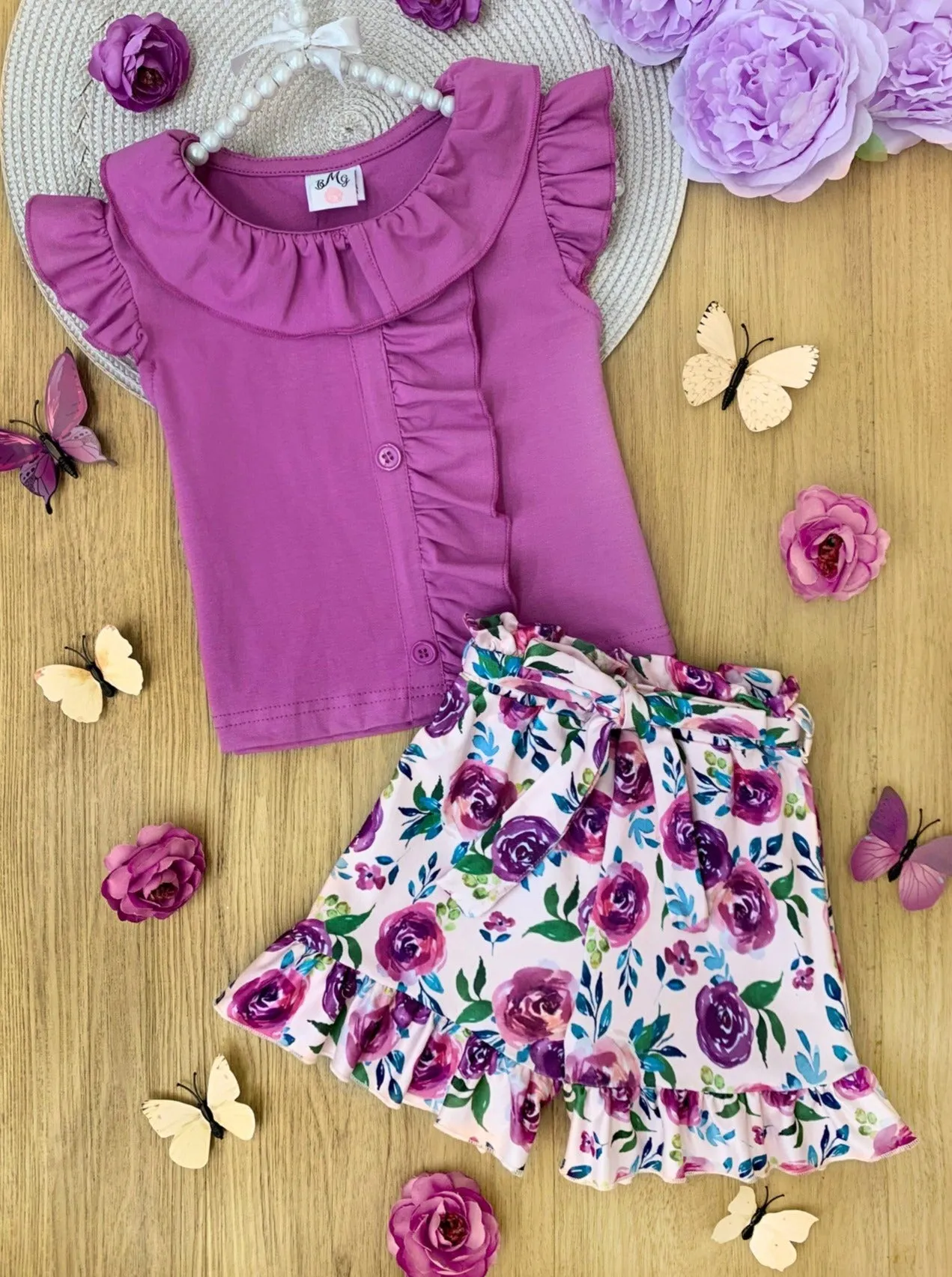 Rose To Cuteness Paperbag Shorts Set