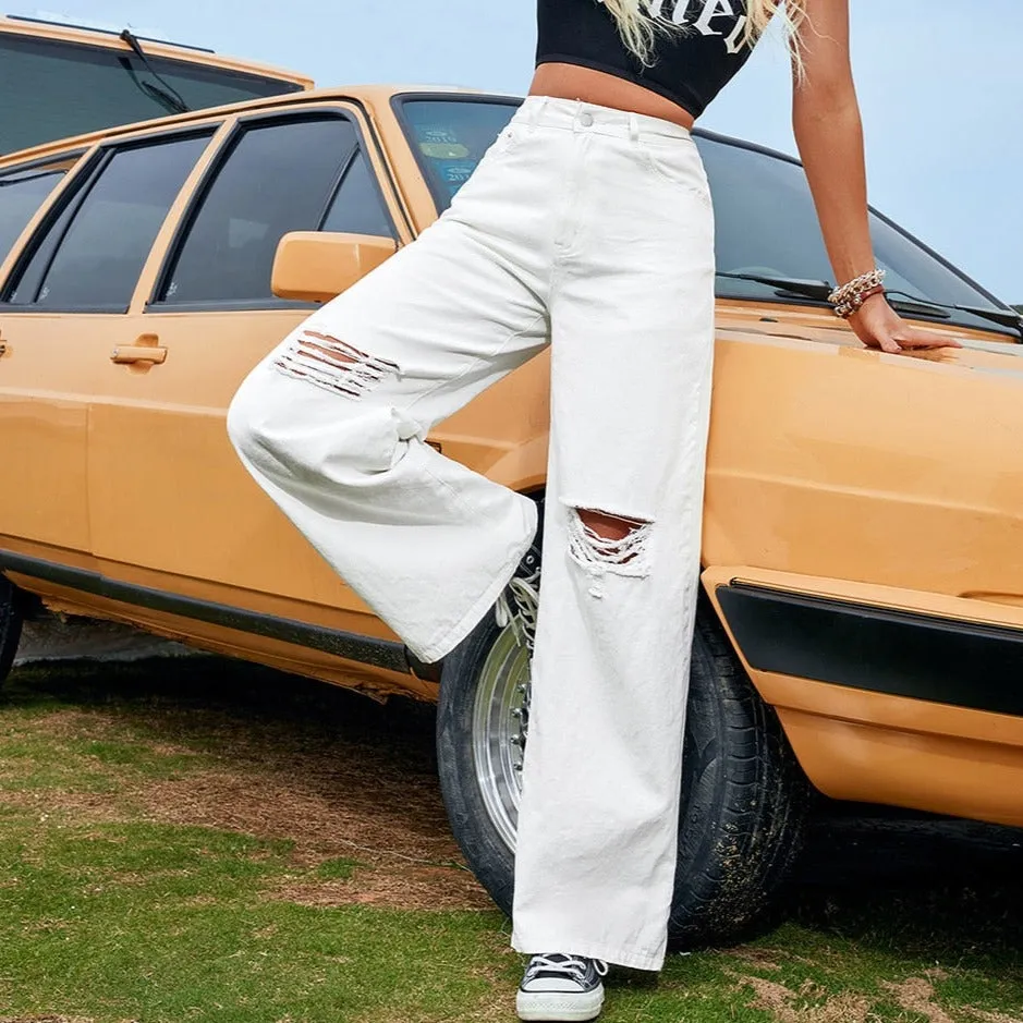 Straight Ripped Streetwear Baggy Pants