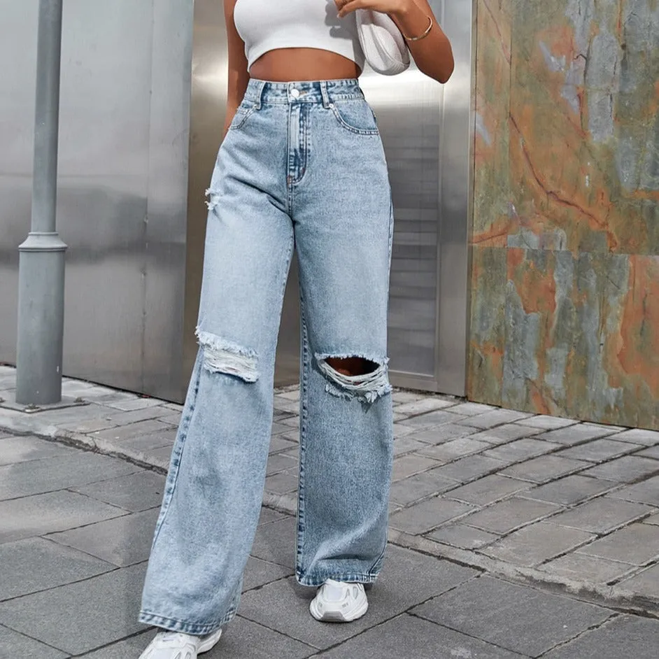 Straight Ripped Streetwear Baggy Pants