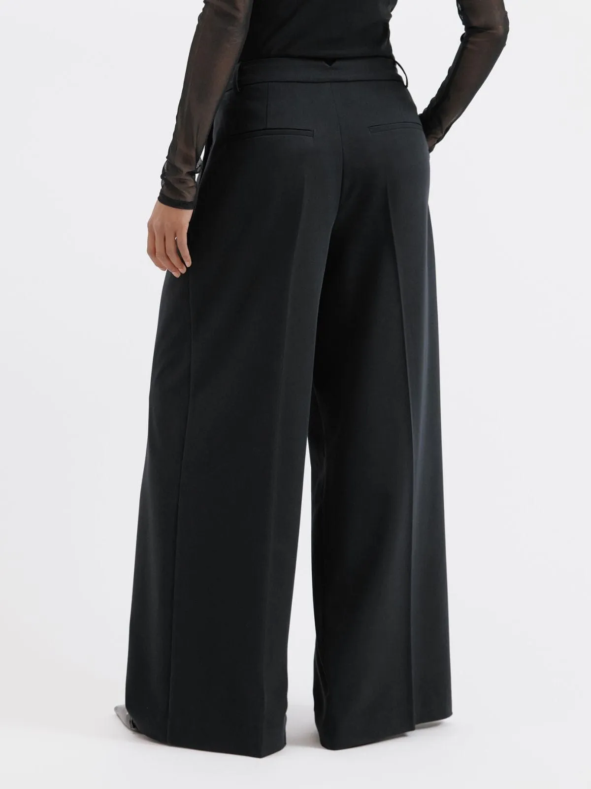 Tailored Pleat Trousers - Black