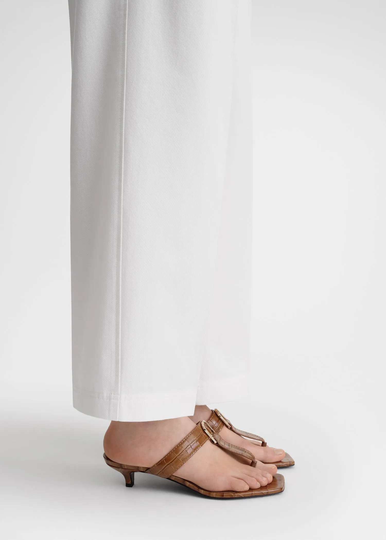 The Belted Croco Flip-Flop Heel camel