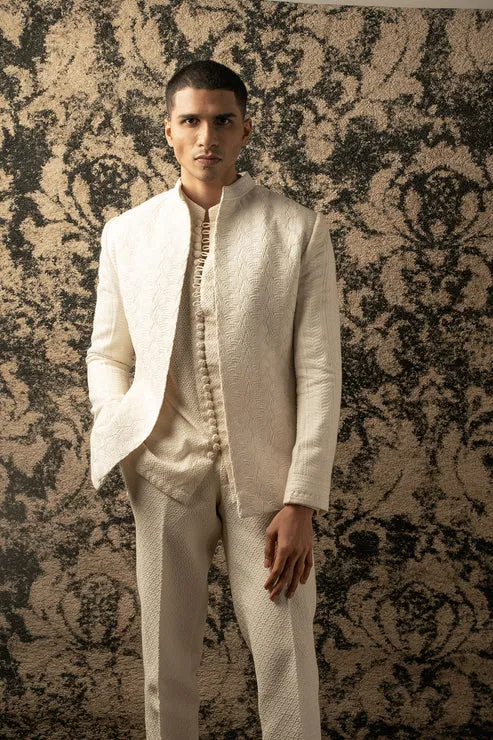 The Ivory Embroidered Bandhgala Set