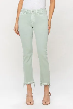 Vervet by Flying Monkey Mid Rise Cropped Mint Green Straight Leg Denim Jeans