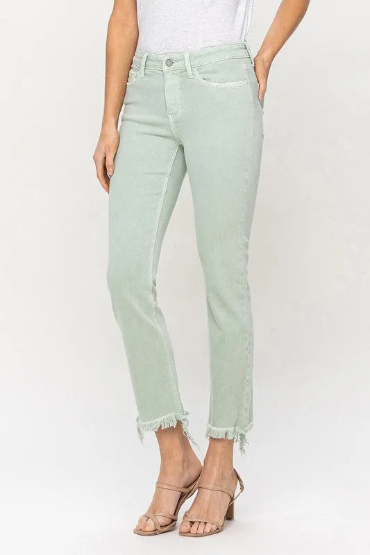 Vervet by Flying Monkey Mid Rise Cropped Mint Green Straight Leg Denim Jeans