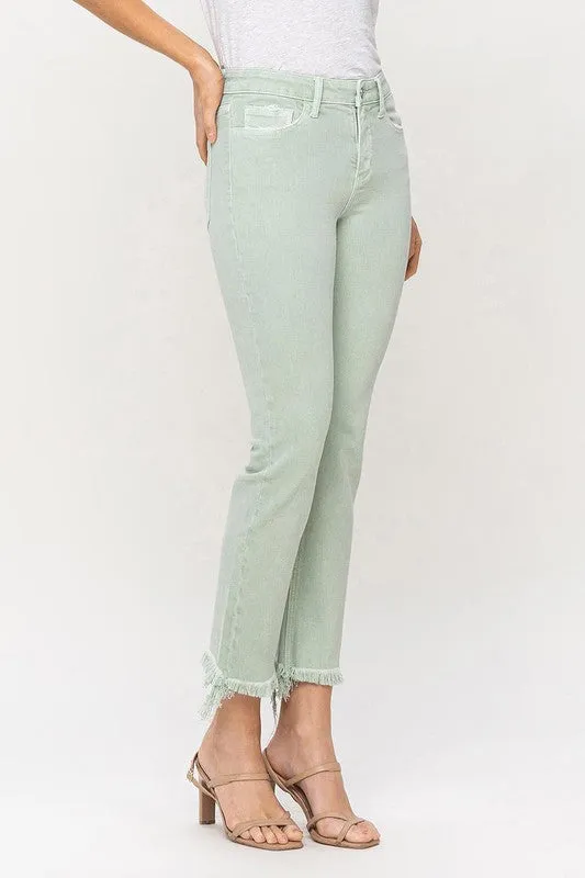 Vervet by Flying Monkey Mid Rise Cropped Mint Green Straight Leg Denim Jeans
