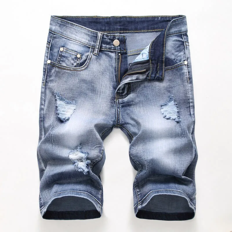 Vintage Individuality Mid Waisted Men's Ripped Jeans Shorts
