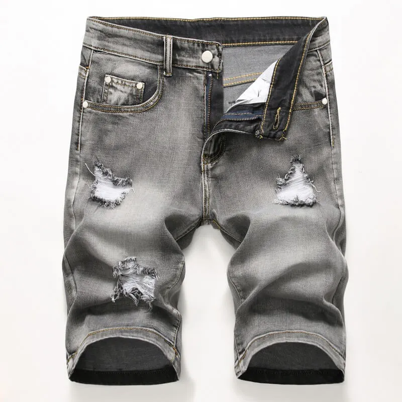 Vintage Individuality Mid Waisted Men's Ripped Jeans Shorts