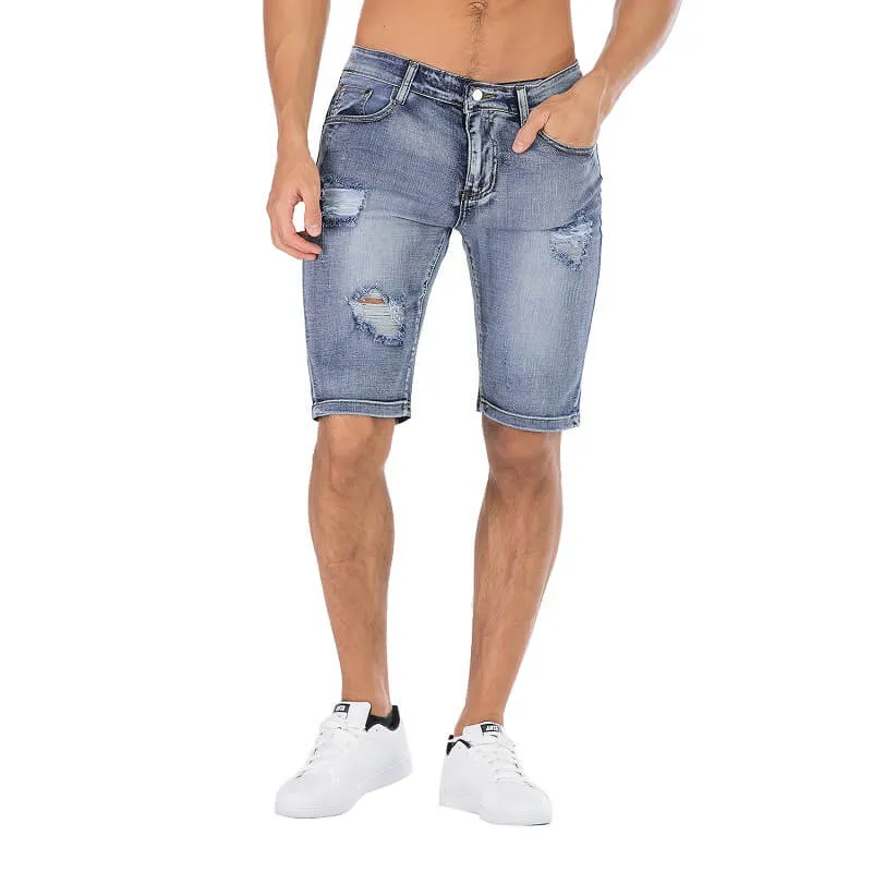 Vintage Individuality Mid Waisted Men's Ripped Jeans Shorts