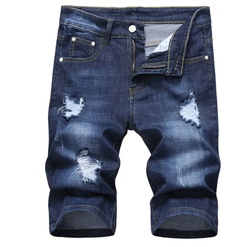 Vintage Individuality Mid Waisted Men's Ripped Jeans Shorts