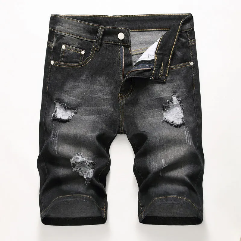 Vintage Individuality Mid Waisted Men's Ripped Jeans Shorts