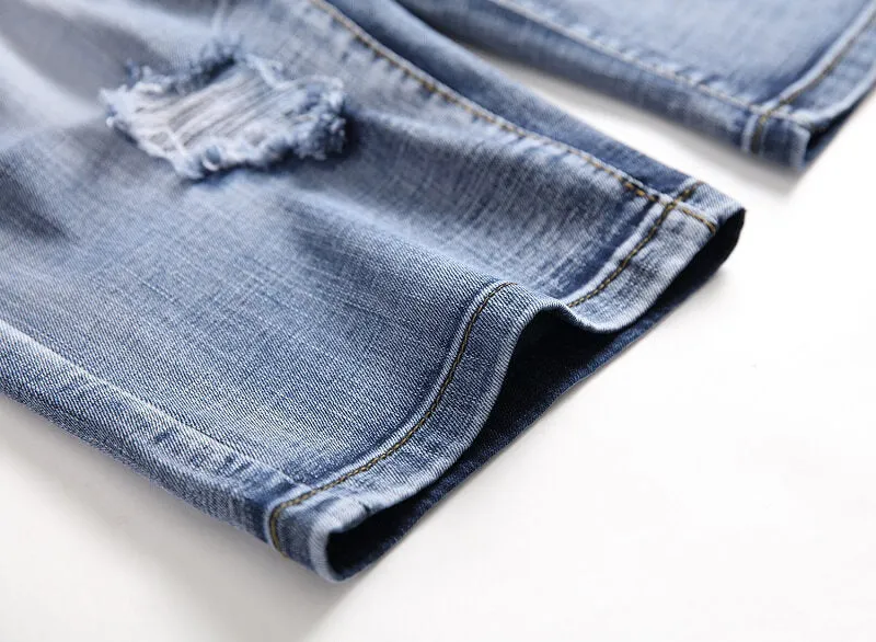 Vintage Individuality Mid Waisted Men's Ripped Jeans Shorts