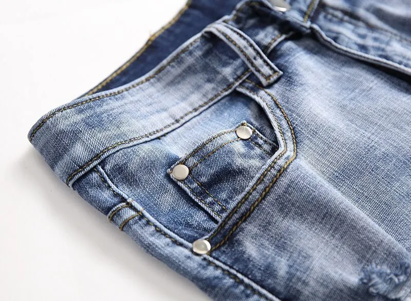 Vintage Individuality Mid Waisted Men's Ripped Jeans Shorts