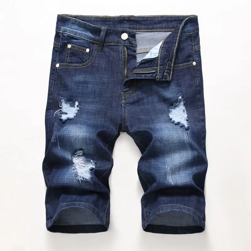Vintage Individuality Mid Waisted Men's Ripped Jeans Shorts